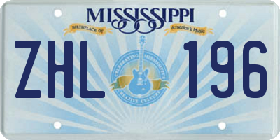 MS license plate ZHL196