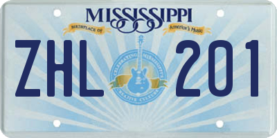 MS license plate ZHL201