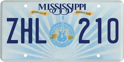 MS license plate ZHL210