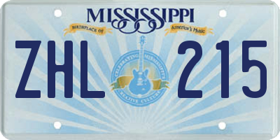 MS license plate ZHL215