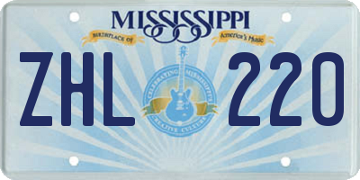 MS license plate ZHL220