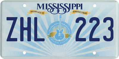 MS license plate ZHL223