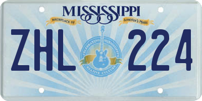 MS license plate ZHL224