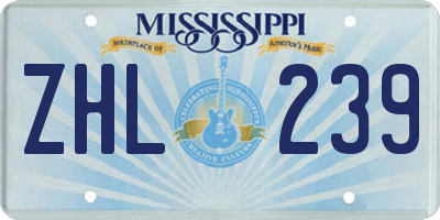 MS license plate ZHL239