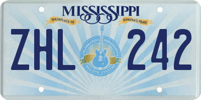 MS license plate ZHL242