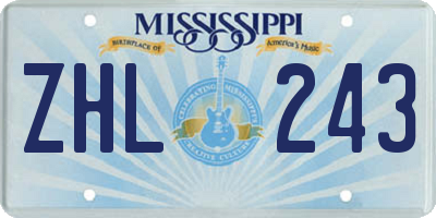 MS license plate ZHL243