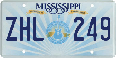 MS license plate ZHL249