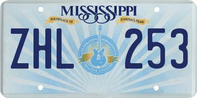 MS license plate ZHL253