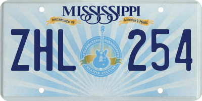 MS license plate ZHL254