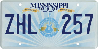 MS license plate ZHL257