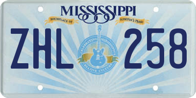 MS license plate ZHL258