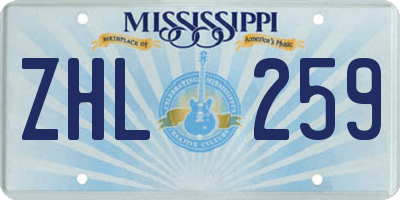 MS license plate ZHL259