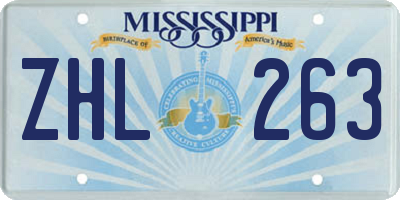 MS license plate ZHL263
