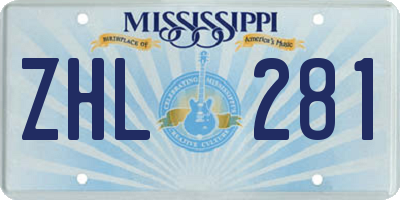 MS license plate ZHL281