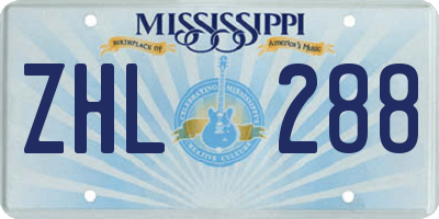 MS license plate ZHL288