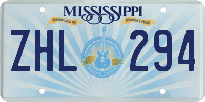 MS license plate ZHL294