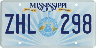MS license plate ZHL298