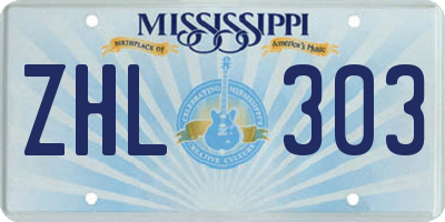 MS license plate ZHL303