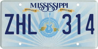 MS license plate ZHL314