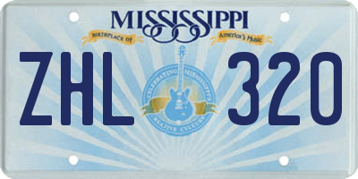 MS license plate ZHL320