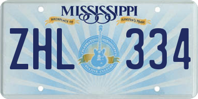 MS license plate ZHL334