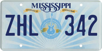 MS license plate ZHL342
