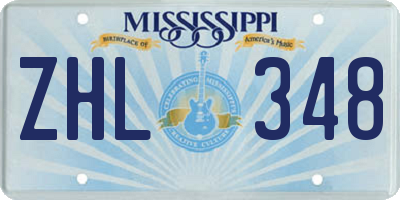 MS license plate ZHL348