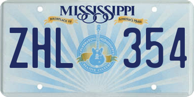MS license plate ZHL354