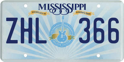 MS license plate ZHL366