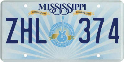 MS license plate ZHL374