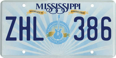 MS license plate ZHL386