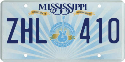MS license plate ZHL410