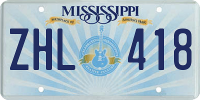 MS license plate ZHL418