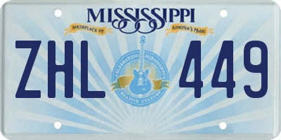 MS license plate ZHL449