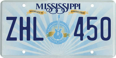 MS license plate ZHL450