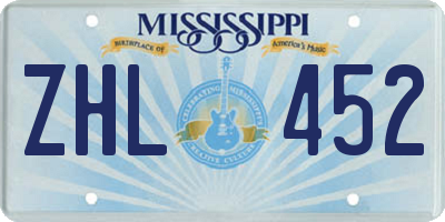 MS license plate ZHL452