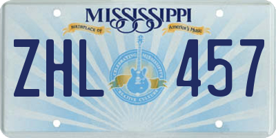 MS license plate ZHL457