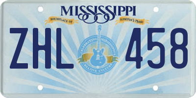 MS license plate ZHL458