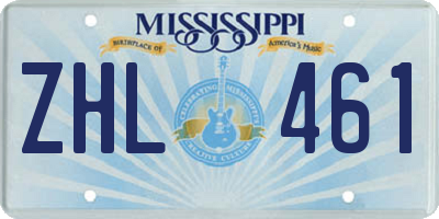 MS license plate ZHL461