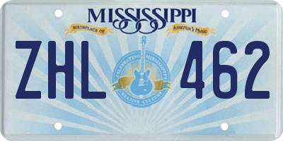MS license plate ZHL462