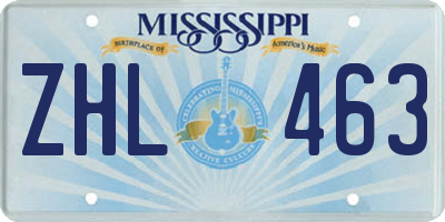 MS license plate ZHL463