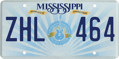 MS license plate ZHL464