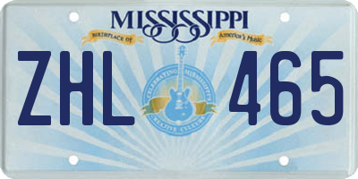 MS license plate ZHL465