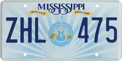 MS license plate ZHL475