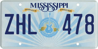MS license plate ZHL478