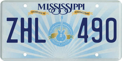 MS license plate ZHL490