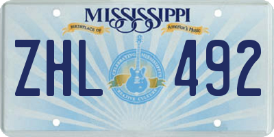 MS license plate ZHL492