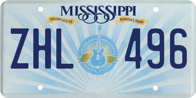 MS license plate ZHL496