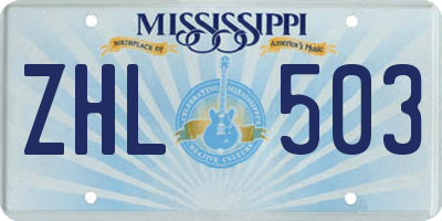 MS license plate ZHL503