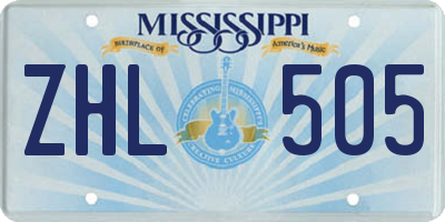 MS license plate ZHL505